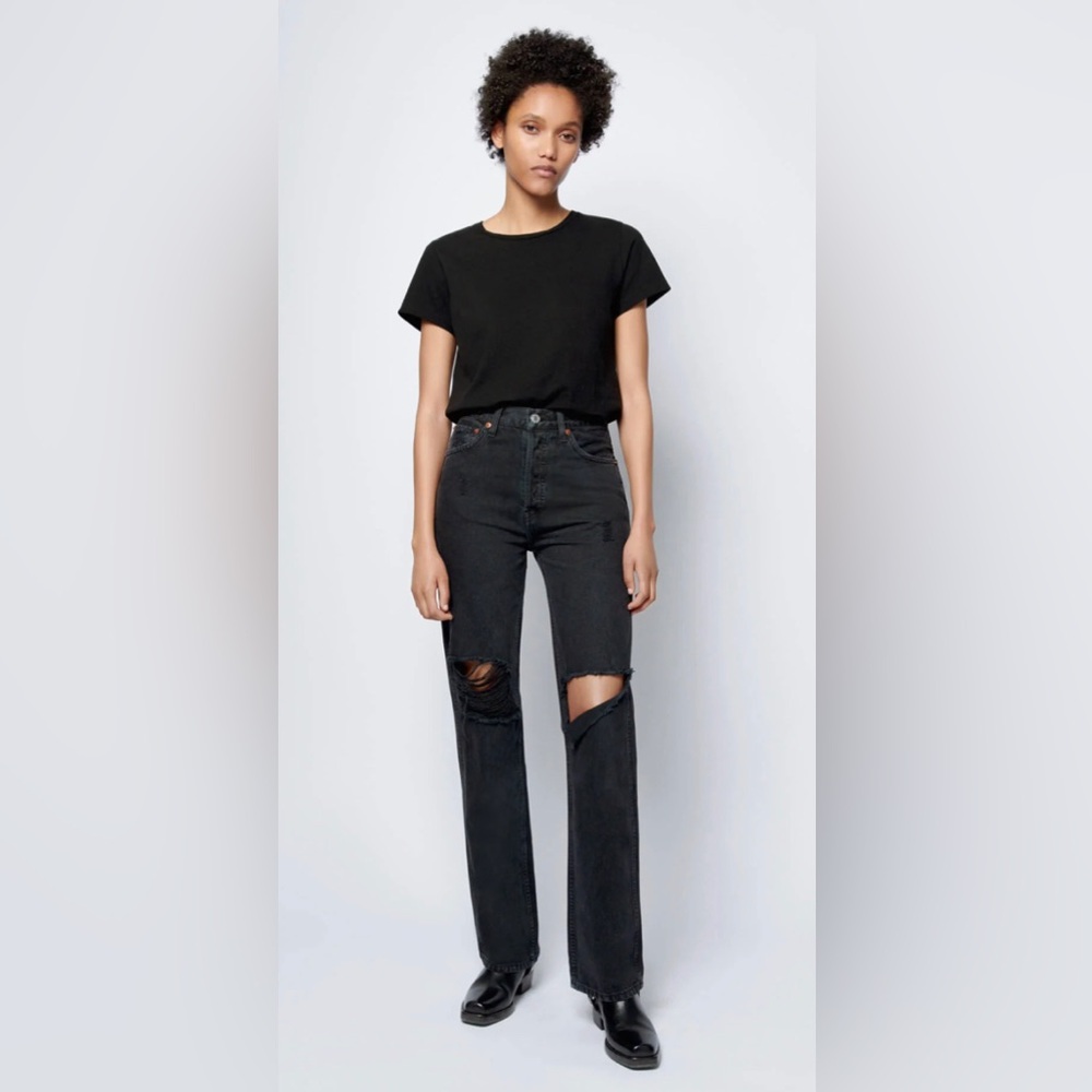Re/Done Black Wide Leg Jeans High Rise size 25